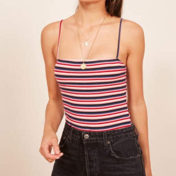 Reformation XL Striped Crystal Bodysuit - Picture 1 of 4